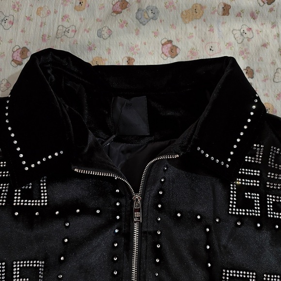 Givenchy Rhinestone Logo Velvet Jacket - Picture 2 of 16